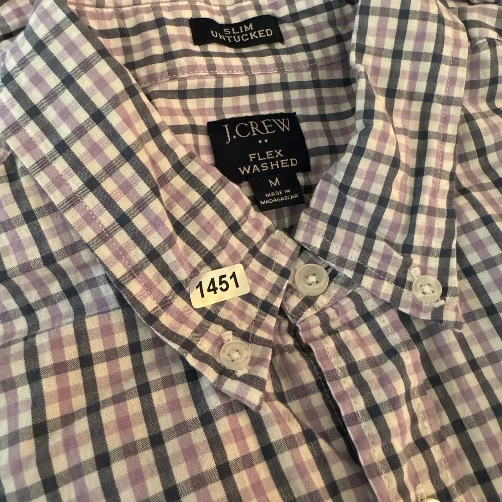 J.Crew Slim Untucked Flex Washed Short Sleeve Button Up Shirt Plaid M